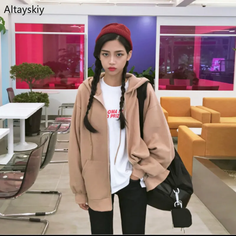 Женские толстовки с капюшоном свободные простые универсальные повседневные