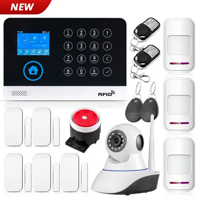 FUERS WG11 wifi GSM беспроводная домашняя система охранной сигнализации приложение управление сирена RFID PIR детектор движения датчик дыма DIY комплект