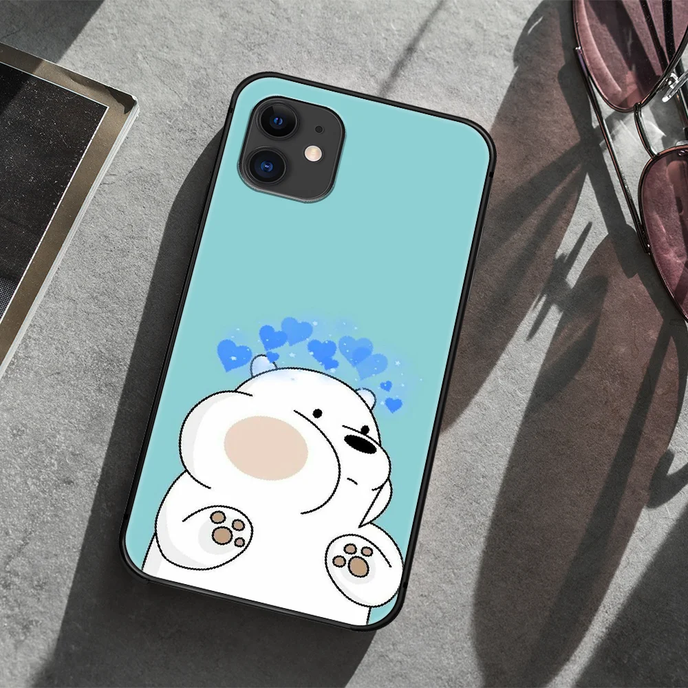 

cute Cartoon Bare Bear Phone Case Cover Hull For iphone 5 5s se 2020 6 6s 7 8 12 mini plus X XS XR 11 PRO MAX black Funda Trend