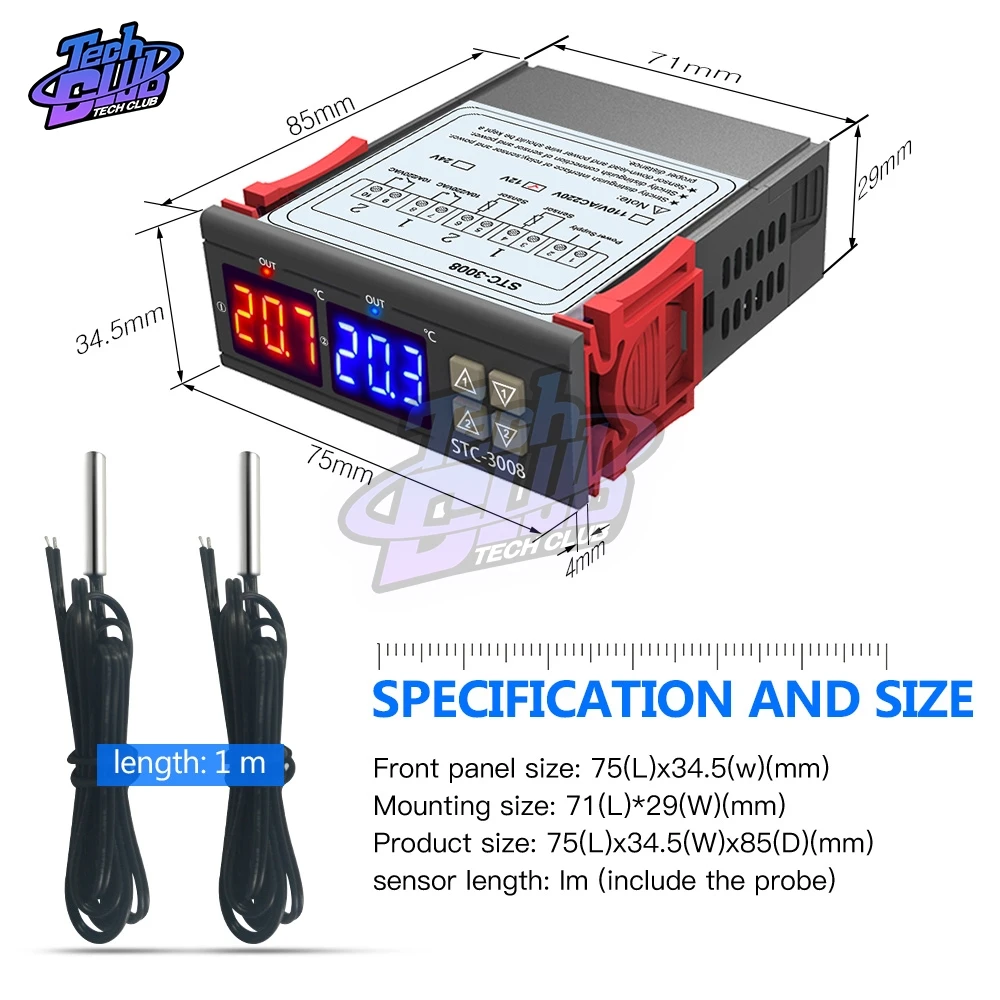 Термостат STC 3008 3018/3000/1000 двойной цифровой регулятор температуры два выхода
