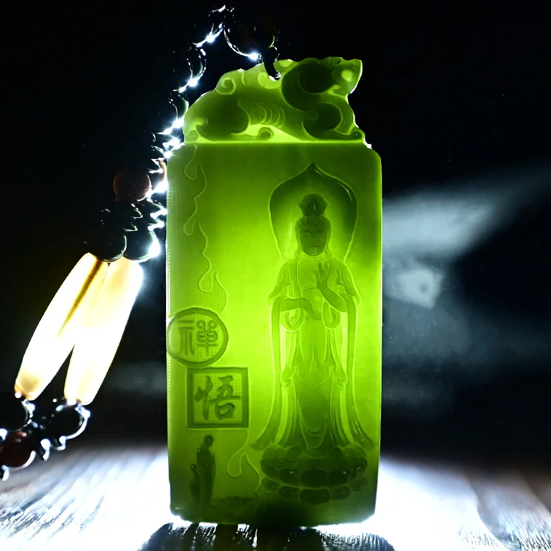 Кулон с сапфиром из 100% натурального нефрита кулон нефритом в подарок ожерелье