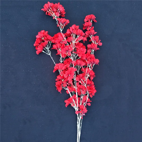 red-137cm 102 см, шелковая Гортензия, белая ветка, дрейфующий снег, Сакура, искусственные цветы, вишня, цветы для дома, свадьбы, арка, декоративный искусственный цветок - Цвет: red-137cm