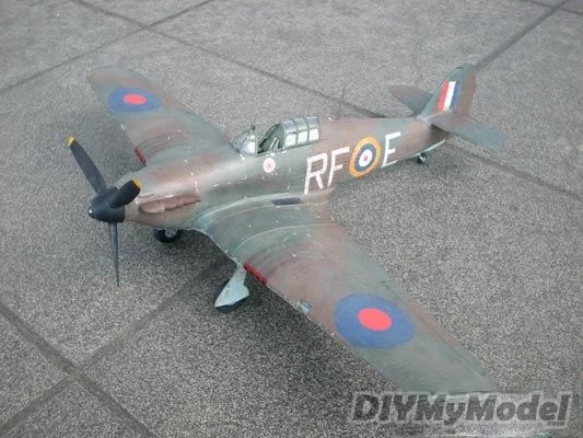 DIYMyModeI-KIT de construcci&oacute;n de modelo de papel manual, rompecabezas de juguete hecho a mano, accesorios de pel&iacute;cula, versi&oacute;n Harrinsky de brit&aacute;nico hurricane fighter, DIY-0