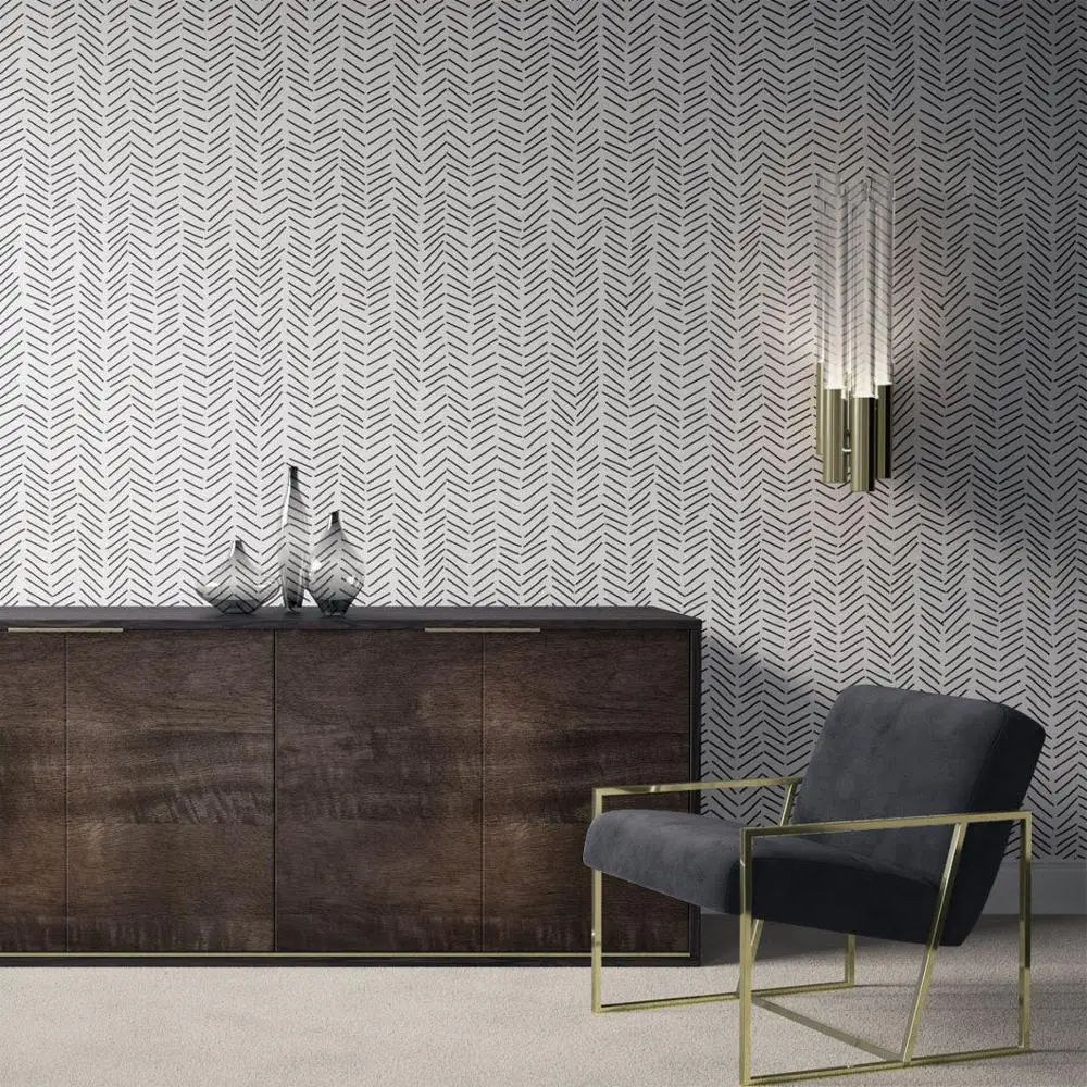 Современные нежные рыбьи кости обои в черно-белом скандинавском дизайне минималистичный узор Chevron съемный нетканый.