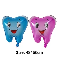 50pcs cute smile tooth foil balloons oral hygiene education air globos baby shower birthday party decoration inflatable kids toy