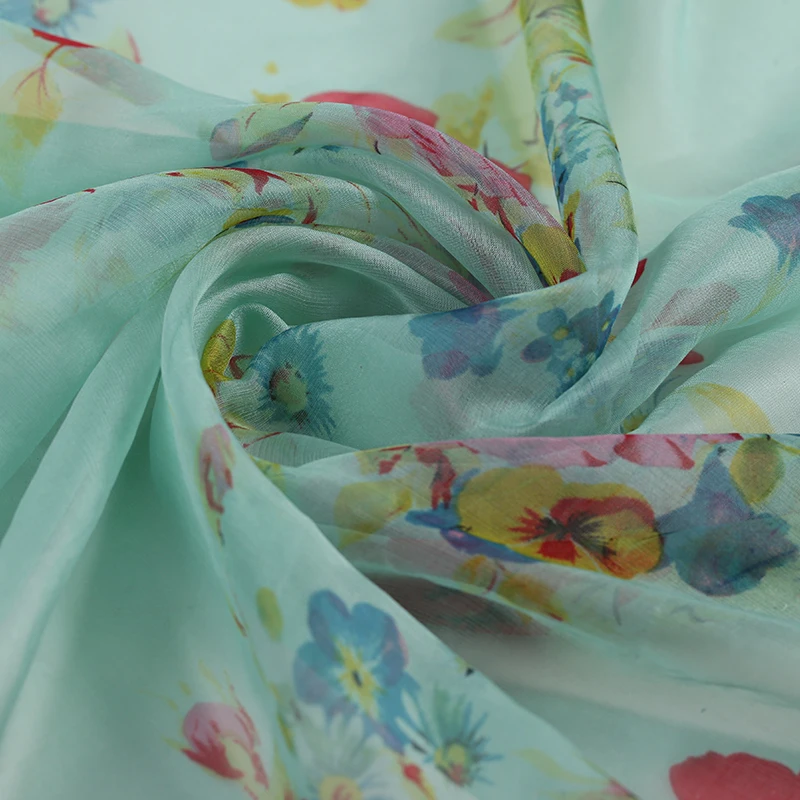 135 см в ширину 6 мм 100% шелк шифон цветы цифровая печать ткань для лета длинное и