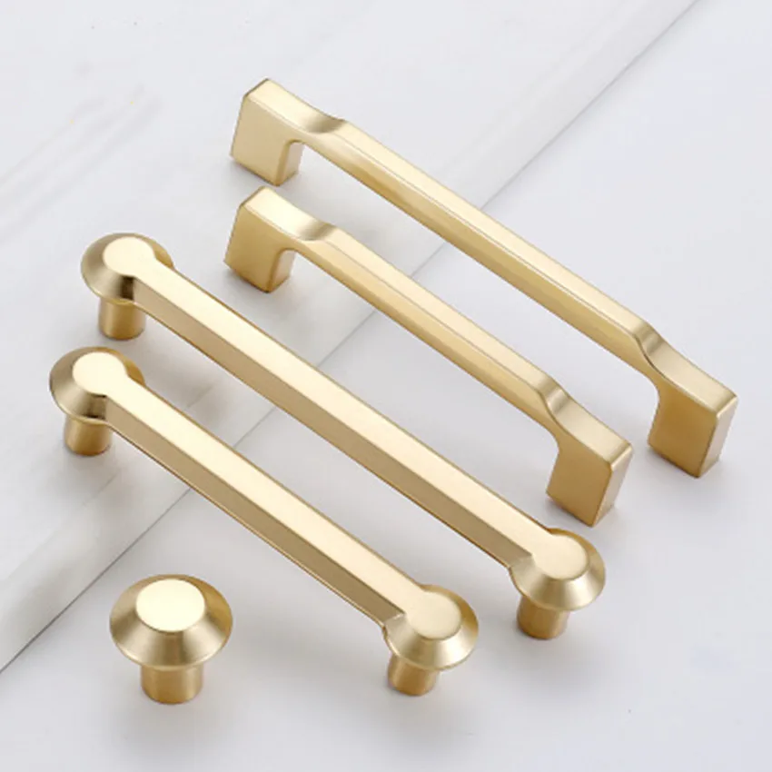 Ручка для винного шкафа 96/128/192 мм матовая латунная золотого цвета ящика