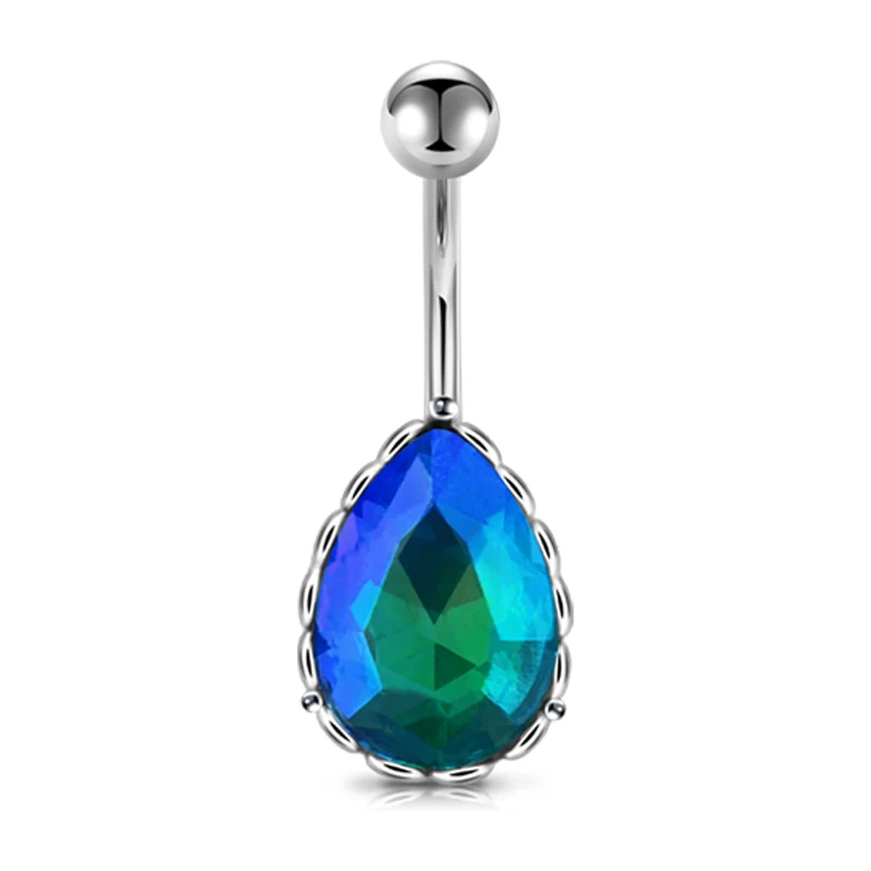 Пирсинг 14 г кольцо для пупка круглое Сердце Bling Чешский кристалл классический