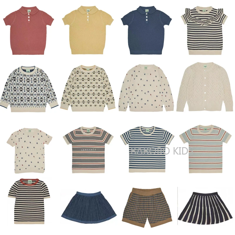 Вязаный кардиган для мальчиков и девочек из тонкого дышащего хлопка весна-лето