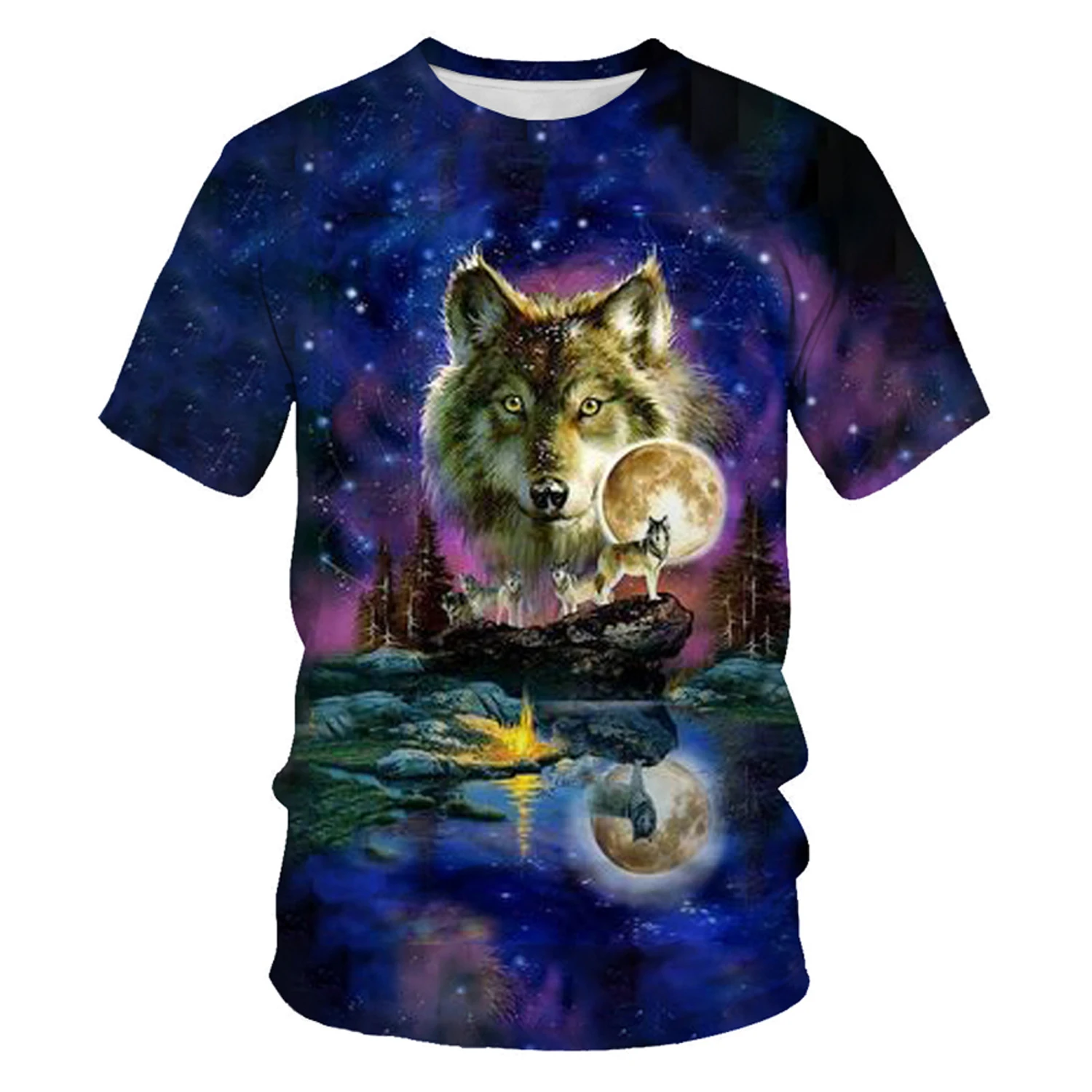 

2021 Summer Cool T-shirt Printed Wolf 3DT Men's and Women's Summer Sleeve Short Sleeve T-shirt Prairie Wolf Graphic T-shirt