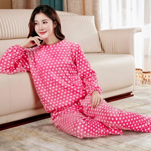 StyleK H5773 утолщенная осенне-зимняя Пижама женская Коралловая флисовая Пижама Костюм Студенческая фланелевая теплая Милая Ночная Рубашка домашняя одежда - Цвет: StyleK