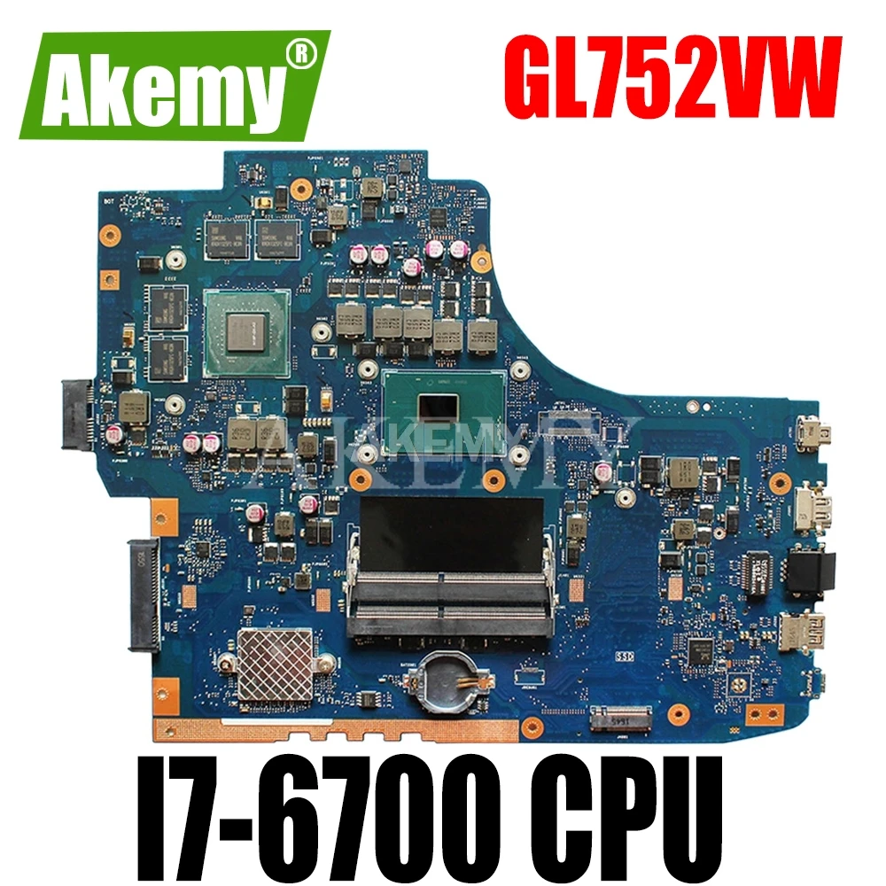 

ROG GL752VW motherboard With I7-6700CPU N16P-GX-A1 mainboard REV2.0/REV2.1 For Asus GL752V GL752 laptop motherboard Tested OK