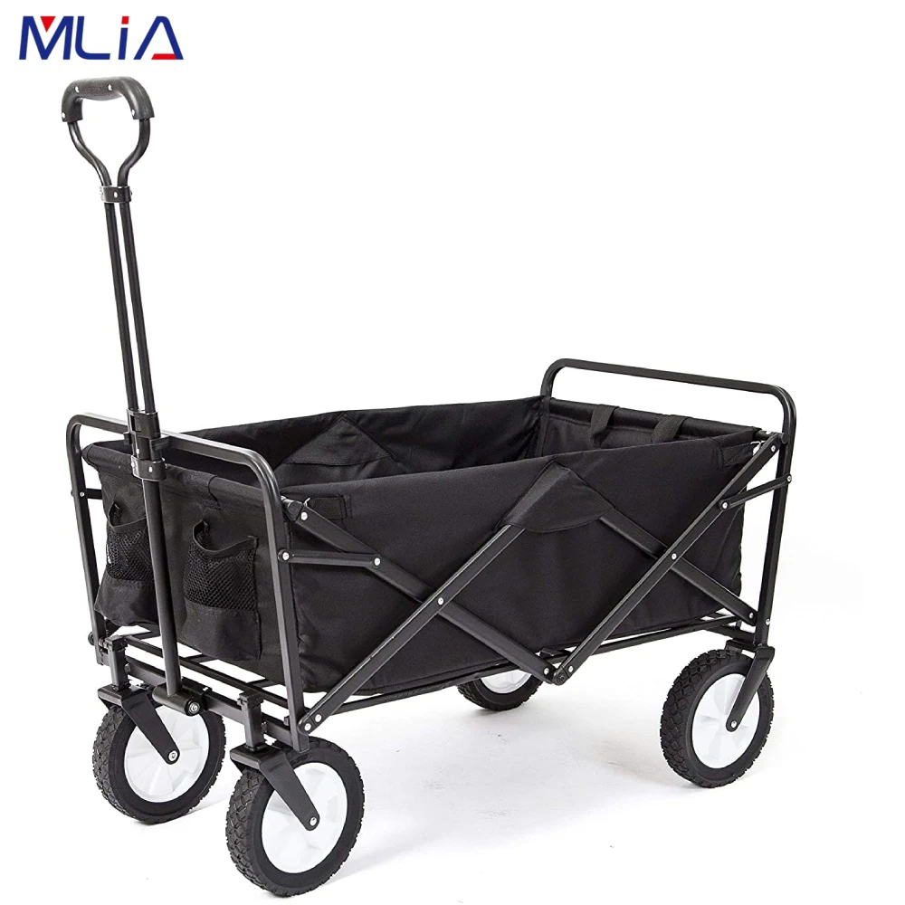 

MLIA Heavy Duty Collapsible Folding All Terrain Utility Wagon Beach Cart Attached Mini Table With Wheels Load 80KG Outdoor Use