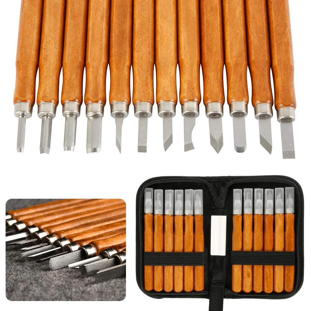 Инструменты для резьбы по дереву скульптурные ножи 12 шт. резьба хобби искусства