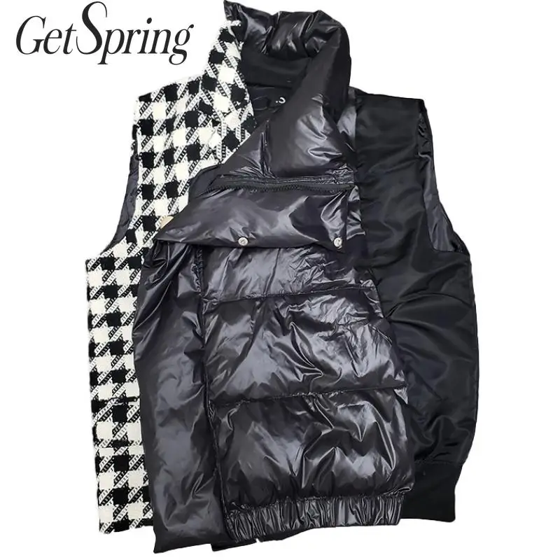 Getвесна женский жилет в клетку пэчворк необычные цвета одинаковые без рукавов