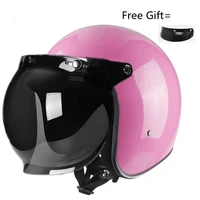 ce approved vintage motorcycle helmet retro scooter jet open face four season helmet motorbike moto bicycle riding capacete pink