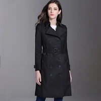 autumn winter luxury brand windbreaker womens quality design outerwear lapel double breasted coat with belt buckle belt trench