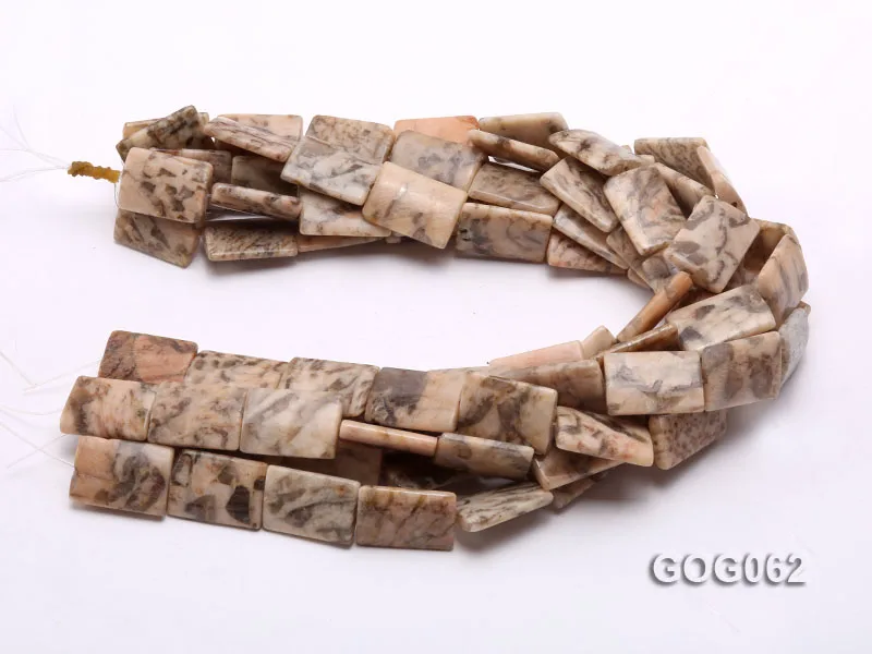 

JYX 1 String nature Wholesale 25x17mm Rectangular Picasso Stone String strand DIY necklace bracelet For DIY Necklace 16"