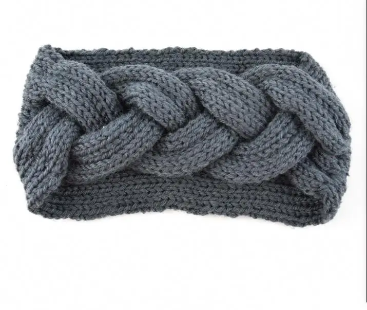 Винтажная теплая сплошной цвет вязания повязка на голову в виде косички вязанная повязка для волос аксессуары для волос