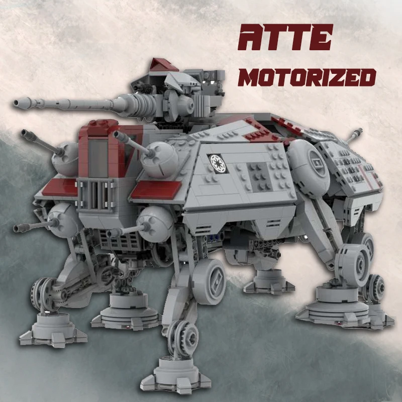 Новинка, моторизованный строительный конструктор Star Plan MOC AT-TE, радиоуправляемые космические войны, Сборная модель «сделай сам», игрушки, подарок на Рождество - изображение