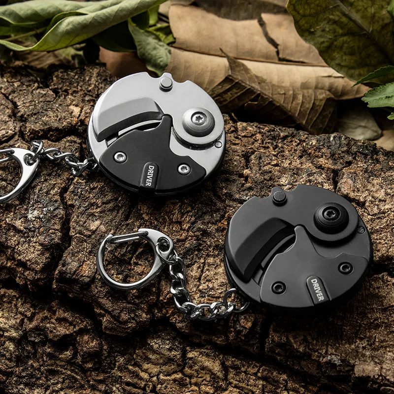 

2021 New Outdoor Multi-function Tool Folding Coin Knife Camping Tool EDC Mini Screwdriver Stainless Steel Keychain