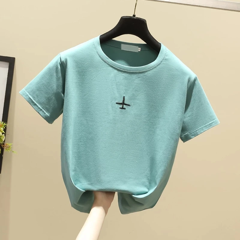 Футболка женская с вышивкой летний топ коротким рукавом Женская