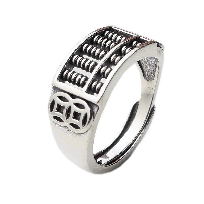 

national wind restoring ancient ways s925 pure silver into wealth ruyi dish transshipment opening ring men and women