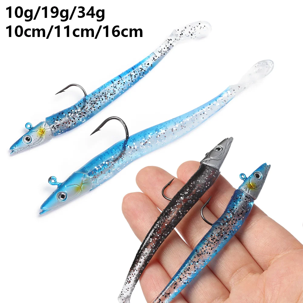 Soft Lure Glow Crazy Fish Sand Eel Wobbler Bait Silicone Sea Bass Pike Caña Rockfishing Grouper Vinyl Fishing Lead Jig | Спорт и