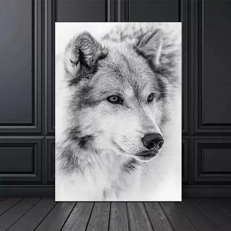 

Canvas Painting Wild Animal Wolf Poster Wall Art HD Print Black and White Wolf Picture Cuadros Home Room Decor Wall Art Picture