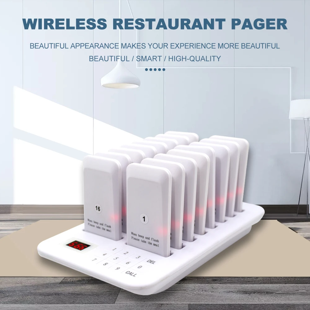 

CTP911 Wireless Touchable 16 Pagers Paging System Call Waiter Restaurant Calling Buzzer Pager for Church Nursery Cafe Bar Clinic