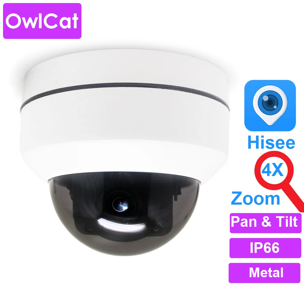 OwlCat Hisee APP HD 2MP 5MP уличная купольная ip-камера PTZ 4X Zoom AF IR ночного видения сеть P2P камера ONVIF IP66 водонепроницаемая