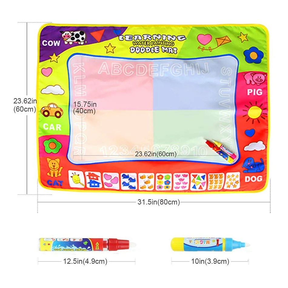 4 типа коврик для рисования водой и 2 волшебные ручки книги живопись доска игровой
