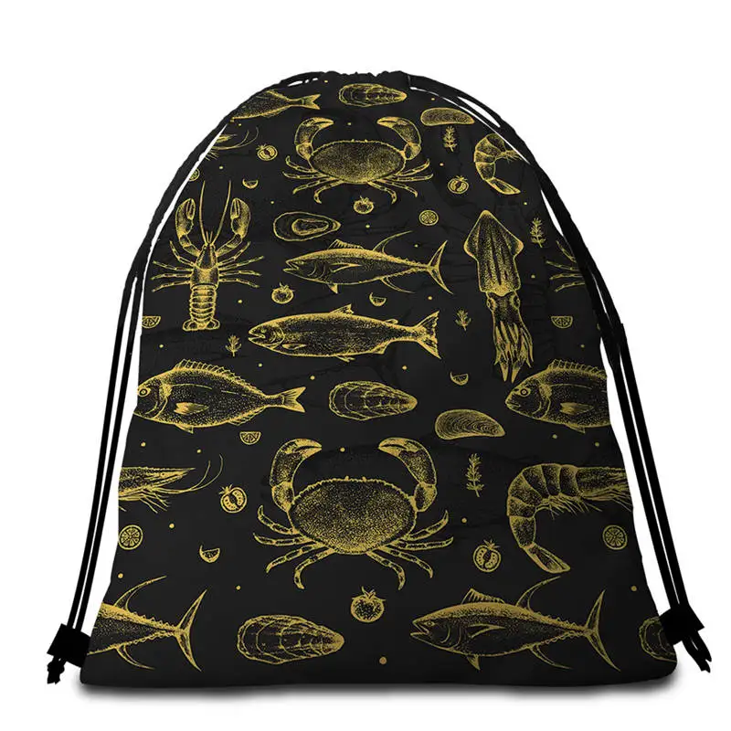 004 - Bag Постельное белье Outlet Orcinus Orca пляжное полотенце Killer Whales летнее одеяло морской жизни пляжный коврик синяя акварель полотенце из микрофибры 150 см - Цвет: 004 - Bag