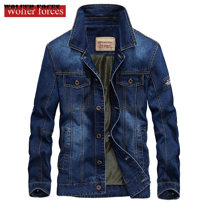 Bomber Denim Jacket Spring Fashionable Custom Clothing Men's Outdoor Military Jackets Camping Tactical Coat Luxury Casual Jacket