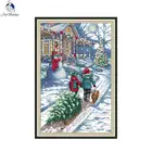 Набор для вышивки крестиком с изображением зимних снежных пейзажей, 11CT, 14CT, набор для рукоделия, рождественские украшения, подарки