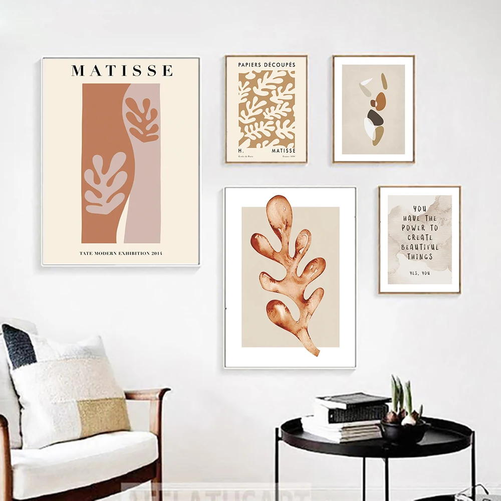 

Nordic Poster Retro Matisse Abstract Prints Letter Plants Colorful Canvas Painting Wall Art Pictures For Bed Room Unframed