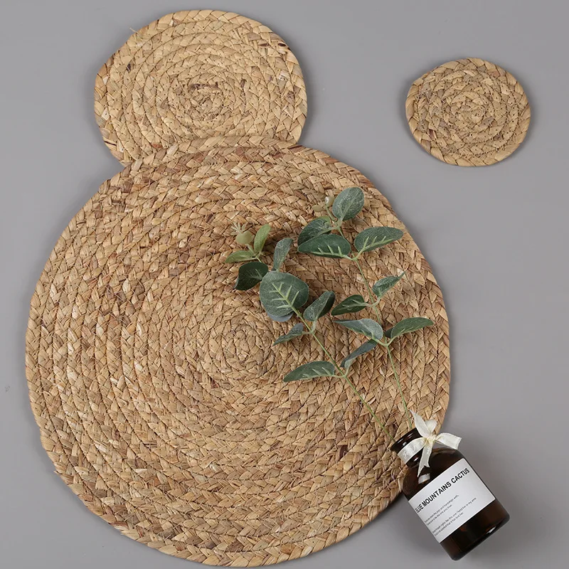 

6pcs Natural Water Gourd Woven Placemat Rattan Table Mat Handmade Pad Heat Resistant Coaster Kitchen Cup Tool Dinner Wedding Mat