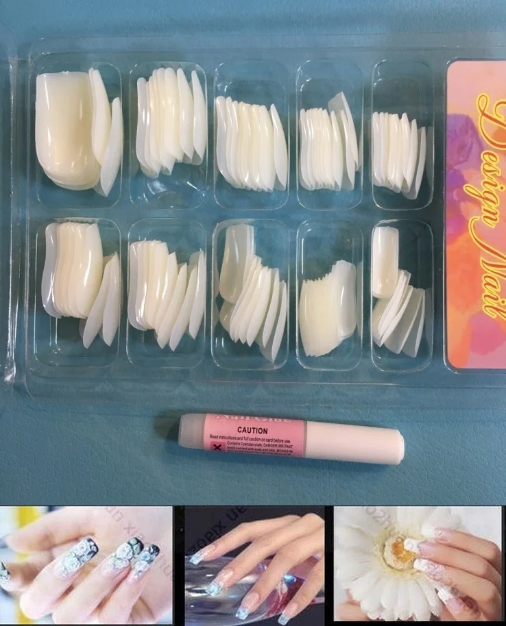 100 шт Поддельные декор для ногтей, салон Diy французская мода красота с коробкой клей натуральный Полный Советы