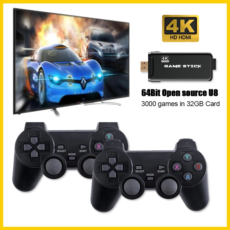 4K со сверхвысоким разрешением Ultra HD U8 игровая консоль селфи палка для PS1 эмуляторы