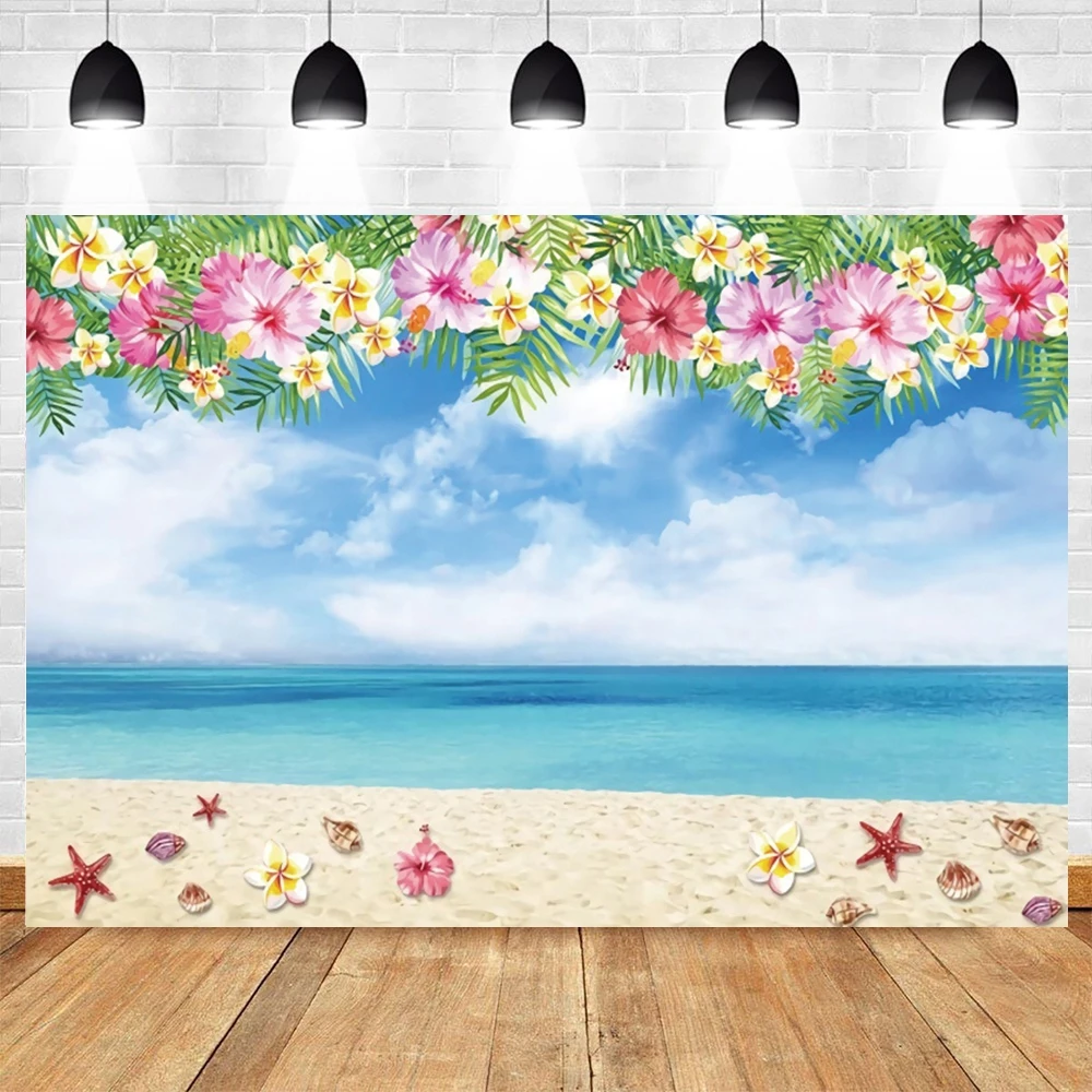 

Beach Sea Landscape Flower Studio Photo Backdrop Baby Shower Birthday Party Background Photography Decor Vinyl Photophone Props