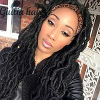 Headband Wigs Black Synthetic Wigs For Black Women Faux locs Afro African Hairstyle Braided Wigs Crochet Twist Fiber Hair Wigs