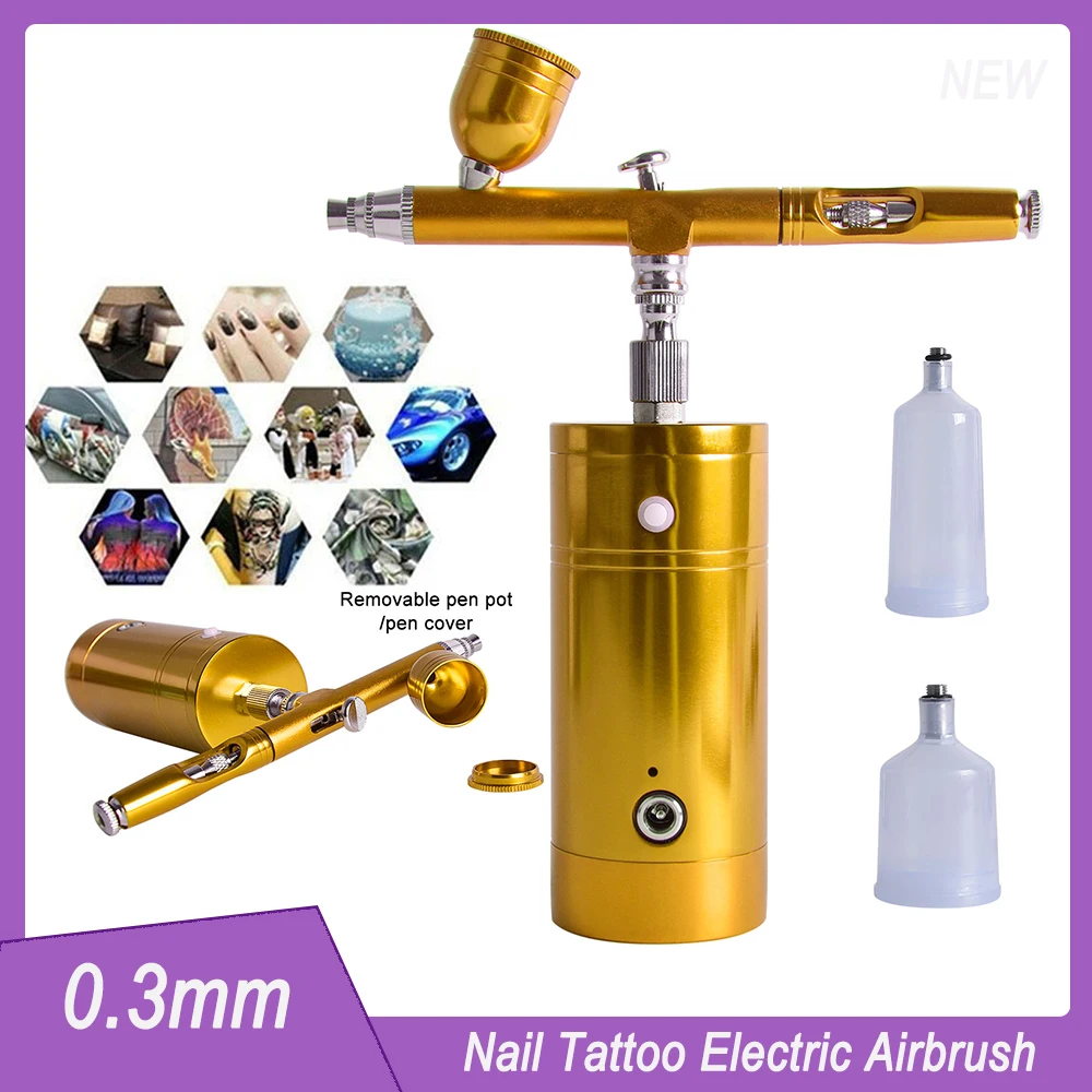 

Rechargeable Paint Electric Airbrush 0.3mm Portable Handheld Compressor Kit Spray Nail Tattoo Beauty MINI Pen Spray Gun