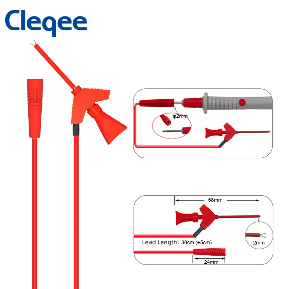 Cleqee P1511B 2 шт. SMD IC тестовый зажим с крючком зонд внутренний пружинный силиконовый
