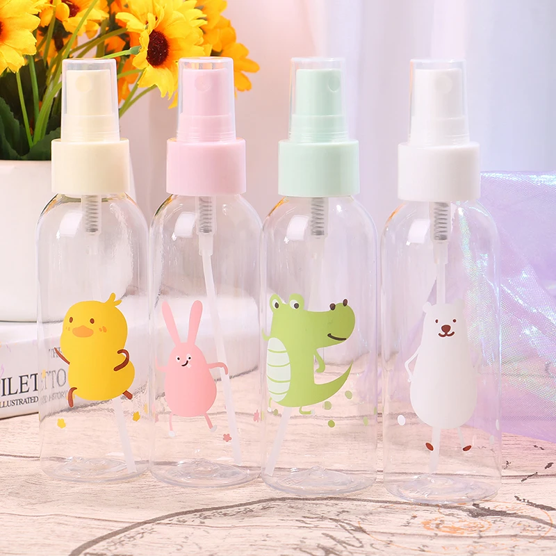 

1pcs 100ml Plastic Empty Spray Bottles Cartoon Floral Portable Refillable Fine Mist Sprayer Perfume Makeup Liquid Clear