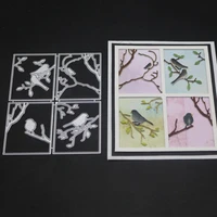 4 pcs rectangle metal cutting dies bird troqueladora twig decoration stencil diy scrapbooking stamps and dies 2019 new craft