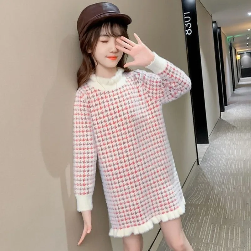 

Winter Fashion Baby School Girl Sweater Thickened Clothes Velvet Pullover Sweater Children Clothing Girls Sweaters For Childrens