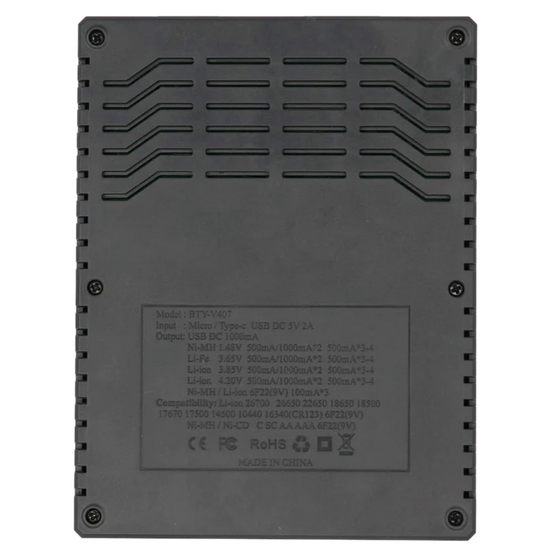 Умное зарядное устройство BTY V407 для быстрой зарядки Li-Ion Li-fe Ni-MH Ni-CD аккумуляторов