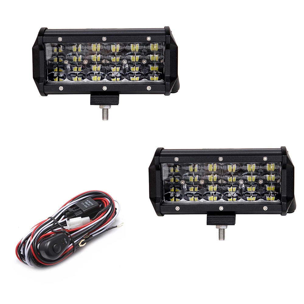 2 предмета Quad строк 7 дюймовый светодиодный бар рабочий светильник 12V 72W 7200lm 6000 К