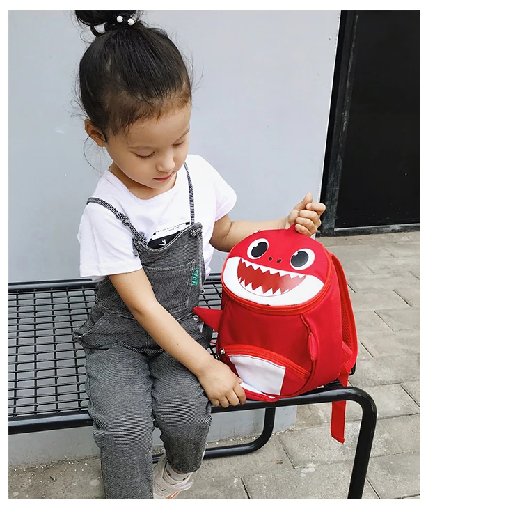 Backpack New Cartoon Shark Baby Anti-lost Children Bag Cute Nylon Shoulder Bag Primary School Kindergarten Bag Bookbag