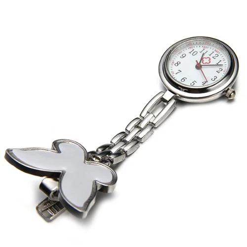 

Nurses Clock Heart rate monitor pocket watch quartz butterfly motive white